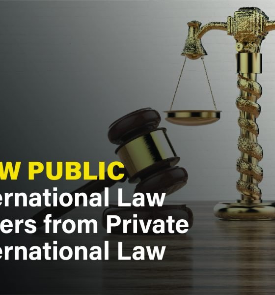 Comparing public international law governing states and private international law resolving cross-border private disputes.